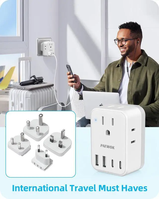 Alt view image 7 of 7 - Travel Adapter Set with Type G/C/M/D Detachable Plug