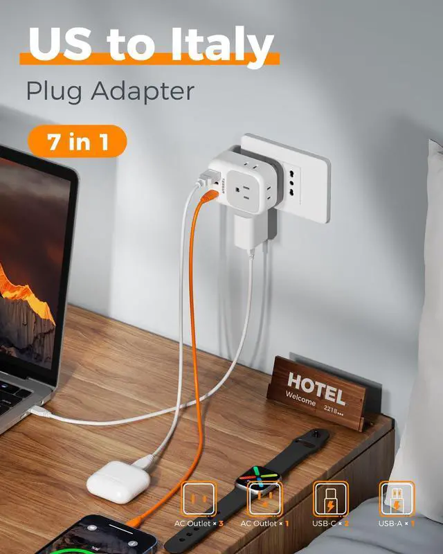 Alt view image 3 of 7 - Italy Travel Plug Adapter 2 Pack Type L