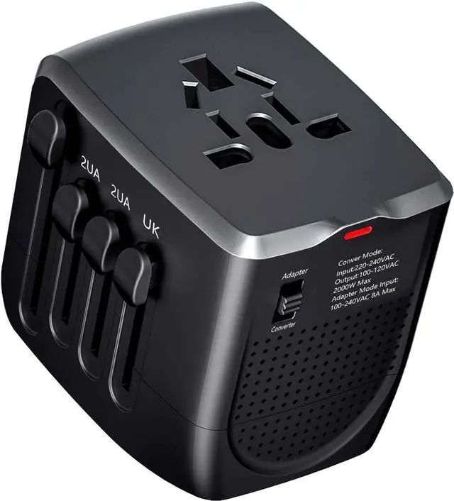 Main image of International Travel Adapter Voltage Converter to Step Down 230V to 120V for Hair straighteners, laptops, Cell Phones, Power converters from USA to UK, Europe, Australia Over 200