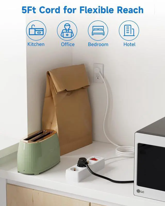 Alt view image 3 of 7 - European to US Plug Adapter 3 AC Outlets