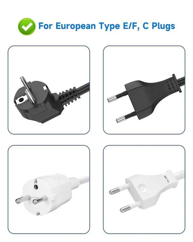 Alt view image 4 of 7 - European to US Plug Adapter 3 AC Outlets