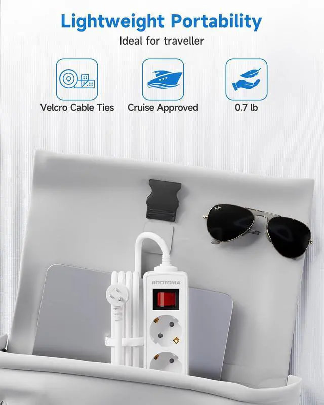 Alt view image 6 of 7 - European to US Plug Adapter 3 AC Outlets