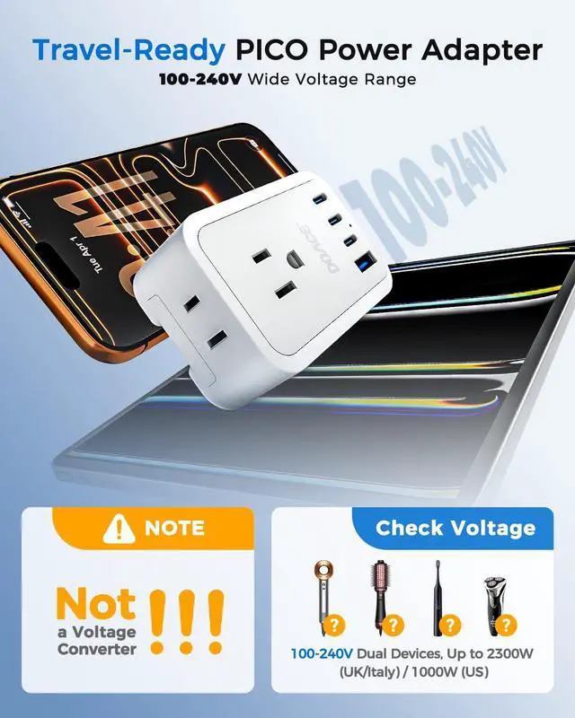 Alt view image 6 of 7 - 45W European Plug Adapter, US to Europe Universal Travel Adapter