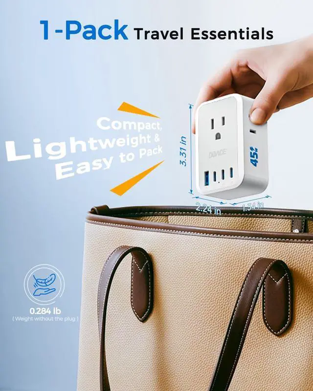 Alt view image 5 of 7 - 45W European Plug Adapter, US to Europe Universal Travel Adapter