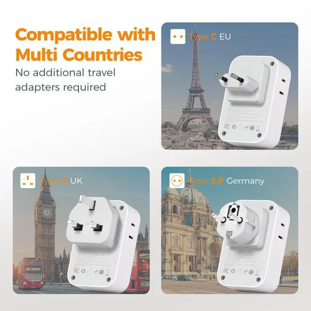 Alt view image 2 of 7 - All European UK Travel Plug Adapter Kit, PD 20W