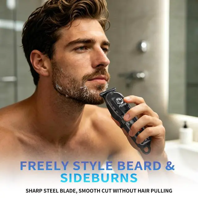 Alt view image 7 of 7 - PB-T07 Cordless Hair Clippers for Men, USB Recharge Barber Hair Cutting Kit with LED Digital Display & 4 Limit Combs&Suitable for Beginners Hair Clippers