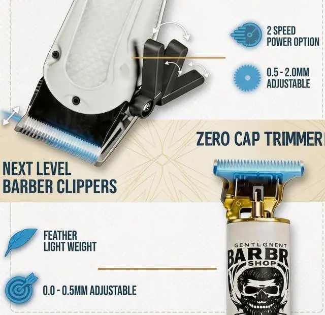 Alt view image 3 of 7 - Hair Clippers for Men, Clippers and Trimmers Set, Barber Clippers, Electric Hair Trimmer with Box, Gifts for Men (White-2in1)