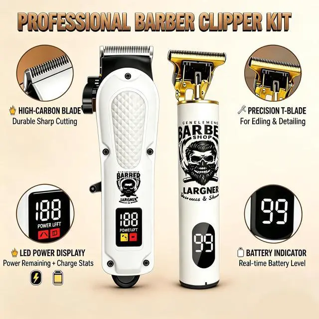 Alt view image 2 of 7 - Hair Clippers for Men, Clippers and Trimmers Set, Barber Clippers, Electric Hair Trimmer with Box, Gifts for Men (White-2in1)