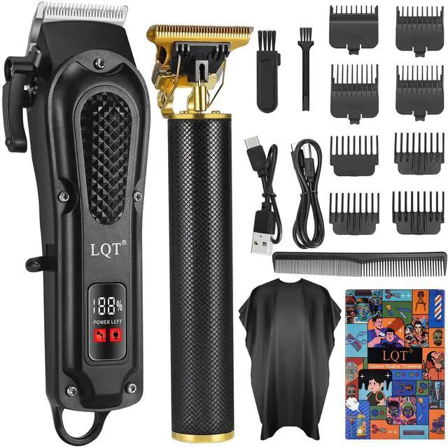 Main image of Men's Professional Hair Clippers KitCordless & Corded Barber Clippers SetGrooming Rechargeable Beard Trimmer with Adjustable Blade Black