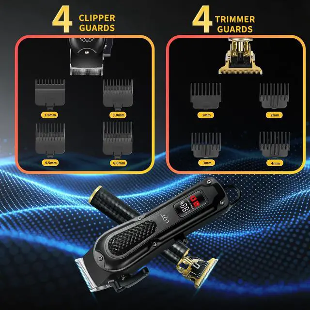 Alt view image 2 of 7 - Men's Professional Hair Clippers KitCordless & Corded Barber Clippers SetGrooming Rechargeable Beard Trimmer with Adjustable Blade Black
