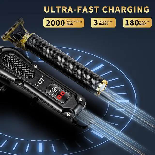 Alt view image 3 of 7 - Men's Professional Hair Clippers KitCordless & Corded Barber Clippers SetGrooming Rechargeable Beard Trimmer with Adjustable Blade Black