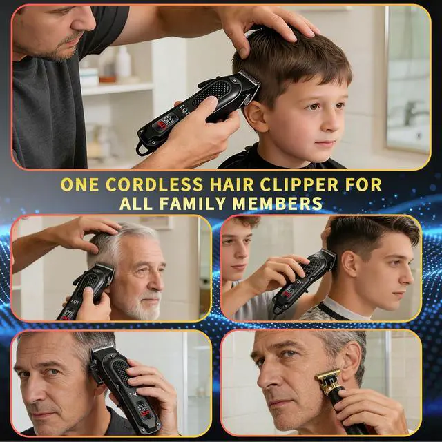Alt view image 6 of 7 - Men's Professional Hair Clippers KitCordless & Corded Barber Clippers SetGrooming Rechargeable Beard Trimmer with Adjustable Blade Black