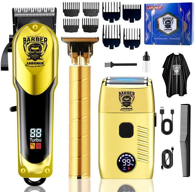 Main image of Hair Clippers for Men Professional, Cordless Beard Trimmer & Electric Razor Shavers for Men, Rechargeable 3 Piece Barber Hair Cutting Kit LED Display Men's Grooming Kit