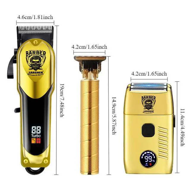 Alt view image 7 of 7 - Hair Clippers for Men Professional, Cordless Beard Trimmer & Electric Razor Shavers for Men, Rechargeable 3 Piece Barber Hair Cutting Kit LED Display Men's Grooming Kit