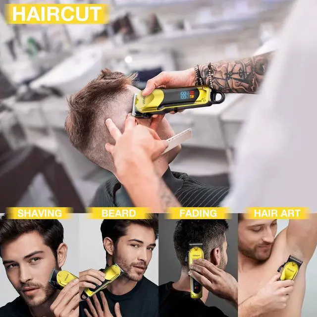 Alt view image 7 of 7 - Hair Clippers for Men with LED Display, 3-Piece Cordless Grooming Kit with Hair Clipper, Beard Trimmer, Foil Shaver Complete Set for Home Barber