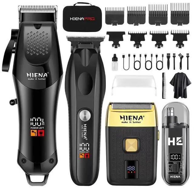 Main image of Professional Hair Clipper Set for Men, Cordless Barber Clippers Set and Trimmer Kit, Foil Shaver & Men's Facial Grooming Tool, USB Rechargeable Electric Beard Trimmer & Nose Hair Trimmer Kit