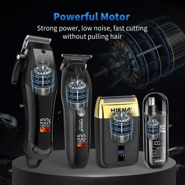 Alt view image 3 of 6 - Professional Hair Clipper Set for Men, Cordless Barber Clippers Set and Trimmer Kit, Foil Shaver & Men's Facial Grooming Tool, USB Rechargeable Electric Beard Trimmer & Nose Hair Trimmer Kit
