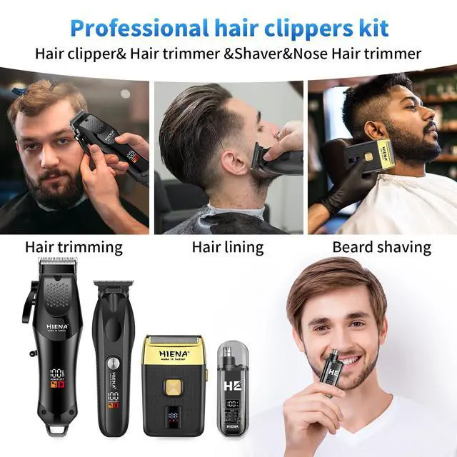 Alt view image 6 of 6 - Professional Hair Clipper Set for Men, Cordless Barber Clippers Set and Trimmer Kit, Foil Shaver & Men's Facial Grooming Tool, USB Rechargeable Electric Beard Trimmer & Nose Hair Trimmer Kit