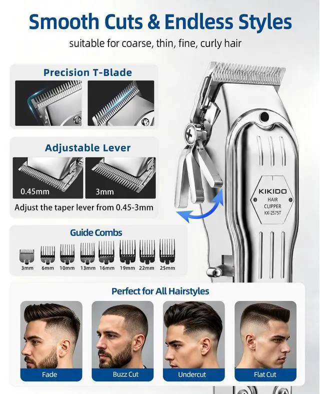 Alt view image 4 of 7 - Cordless Hair Clippers for Men Professional Home Hair Cutting Kit