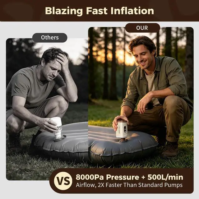 Alt view image 6 of 7 - Portable Air Pump for Inflatables, 8000kPa Rechargeable, 5 Nozzles