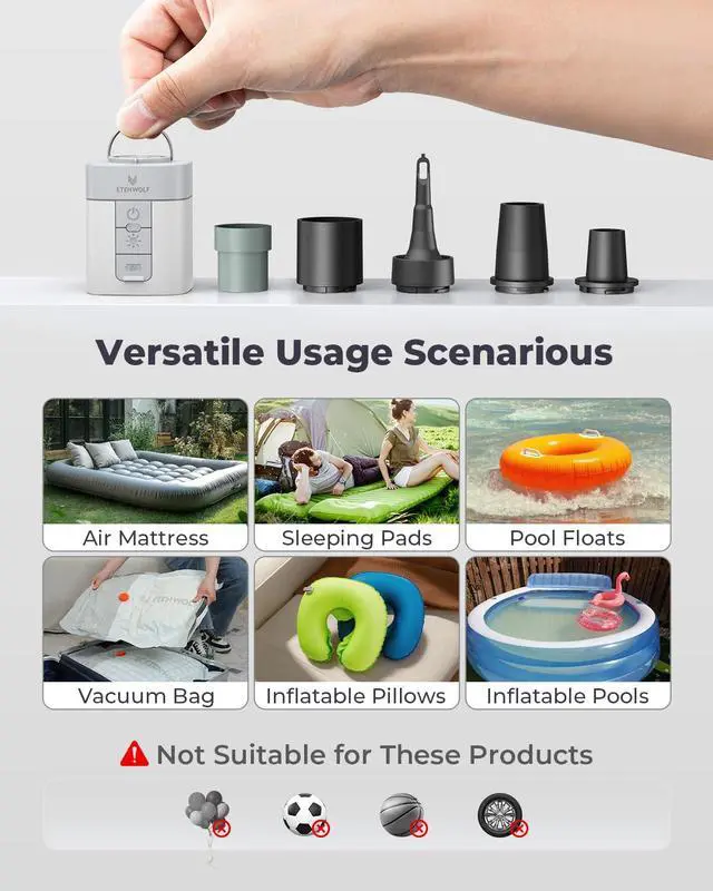 Alt view image 6 of 7 - AIR 3 Air Pump for Inflatables with 2600mAh Battery& Camping Light