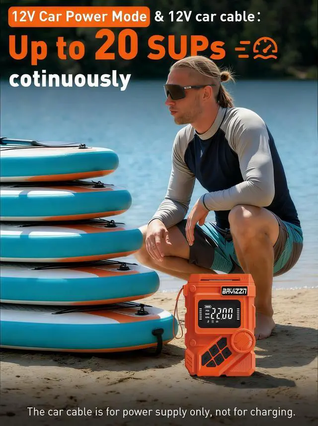 Alt view image 5 of 7 - 59.2Wh Rechargeable SUP Pump, 22PSI Electric Paddle Board Pump