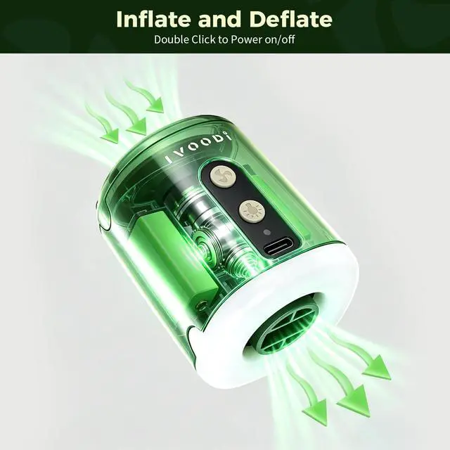 Alt view image 6 of 7 - Portable Air Pump for Inflatables, 4500kPa Rechargeable, 4 Nozzles