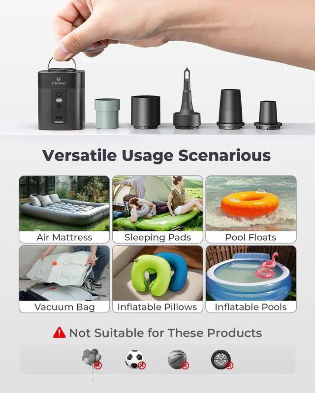 Alt view image 6 of 7 - AIR 3 Air Pump for Inflatables with 2600mAh Battery& Camping Light