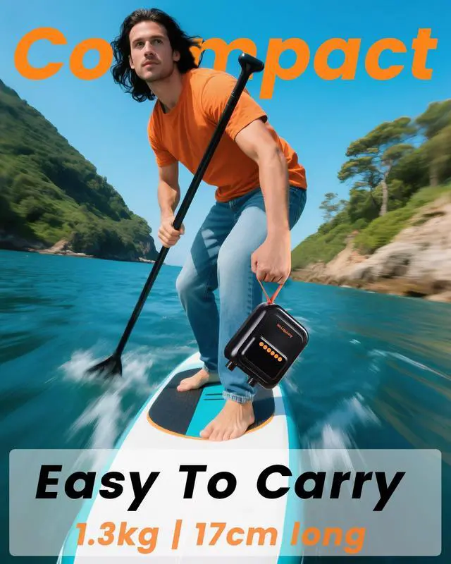 Alt view image 7 of 7 - Rechargeable Electric Paddle Board Pump - 20PSI Portable 13500mAh Battery USB-C SUP Air Pump with 50% Faster Inflation for Inflatables, Kayaks, Tents, Boats, Pool (Black-13500mAh Battery)
