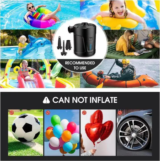 Alt view image 7 of 7 - Electric Air Pump for Inflatables 5200mAh Air Mattress Pump Rechargeable Portable Mini Inflator/Deflator Pumps for Outdoor Camping, Inflatable Cushions, Air Mattress Beds, Swimming Ring Pool Toys