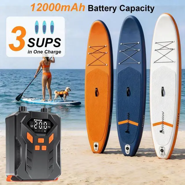 Alt view image 3 of 7 - Rechargeable 20PSI Electric Paddle Board Pump, Inflation & Deflation