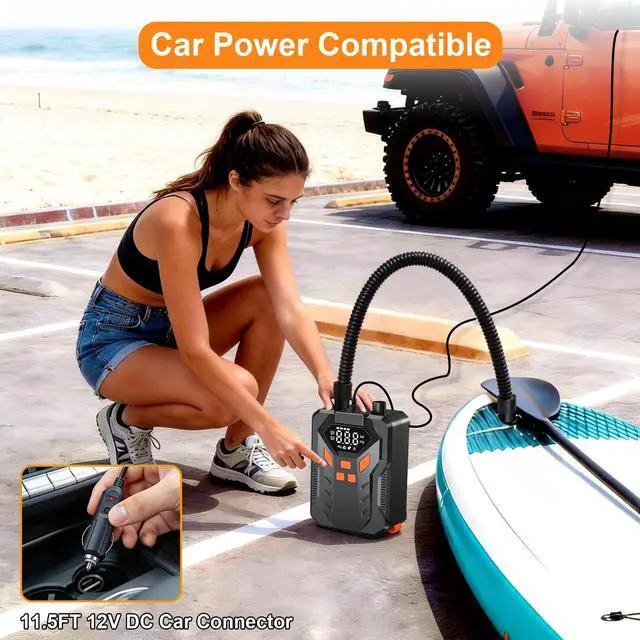 Alt view image 5 of 7 - Rechargeable 20PSI Electric Paddle Board Pump, Inflation & Deflation