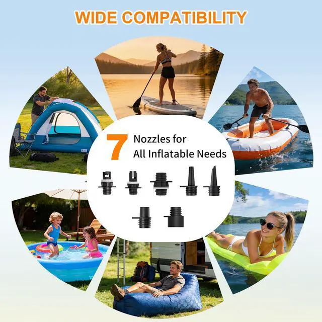 Alt view image 7 of 7 - Rechargeable 20PSI Electric Paddle Board Pump, Inflation & Deflation