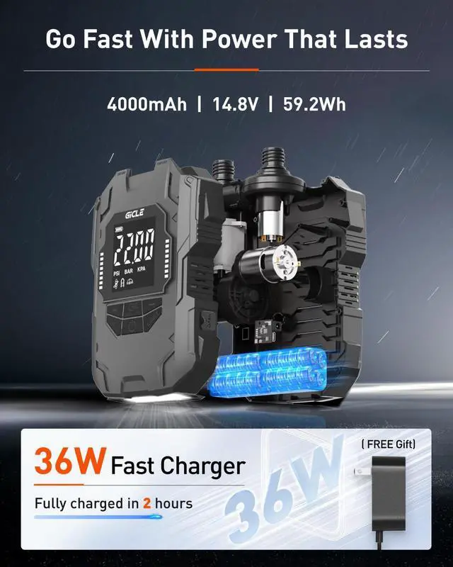 Alt view image 6 of 7 - 22PSI Electric SUP Pump, Rechargeable Paddle Board Pump