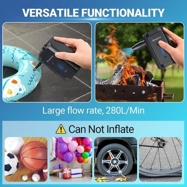 Alt view image 4 of 7 - Electric Air Pump for Inflatables, 4kPa Portable Air Pump with 3 Nozzles, 5200mAh Rechargeable Battery, USB Fast Charging for Air Mattress, Pool Floats, Swimming Rings
