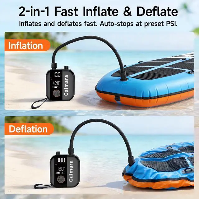 Alt view image 3 of 7 - B1 Electric Paddle Board Pump,Rechargeable 10000mAh Cordless/12V DC 22 PSI High Pressure SUP Pump,Inflation & Deflation,Auto-Off for Stand Up Surfing Kite,Tent,Boat Gift for Men