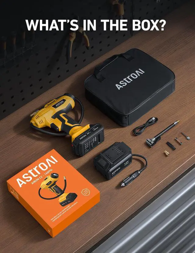 Alt view image 2 of 7 - Cordless Tire Inflator Portable Air Compressor 160PSI 12VDC Battery