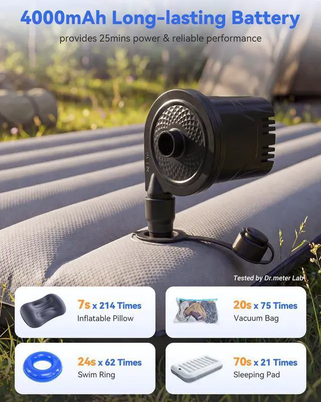 Alt view image 3 of 7 - 4000mAh Rechargeable Air Pump for Inflatables Ultra Fast Inflator