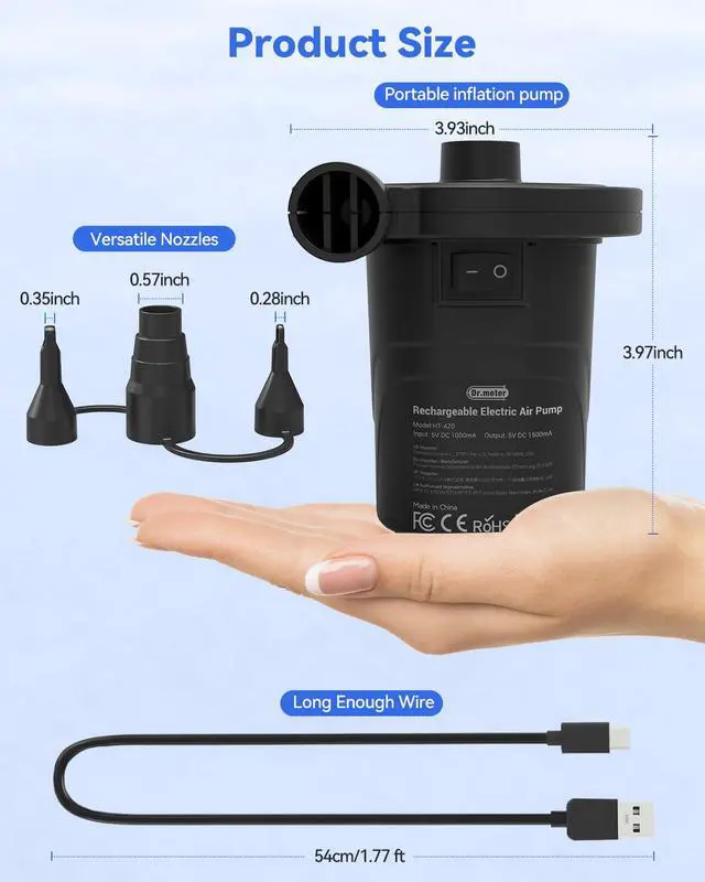 Alt view image 6 of 7 - 4000mAh Rechargeable Air Pump for Inflatables Ultra Fast Inflator