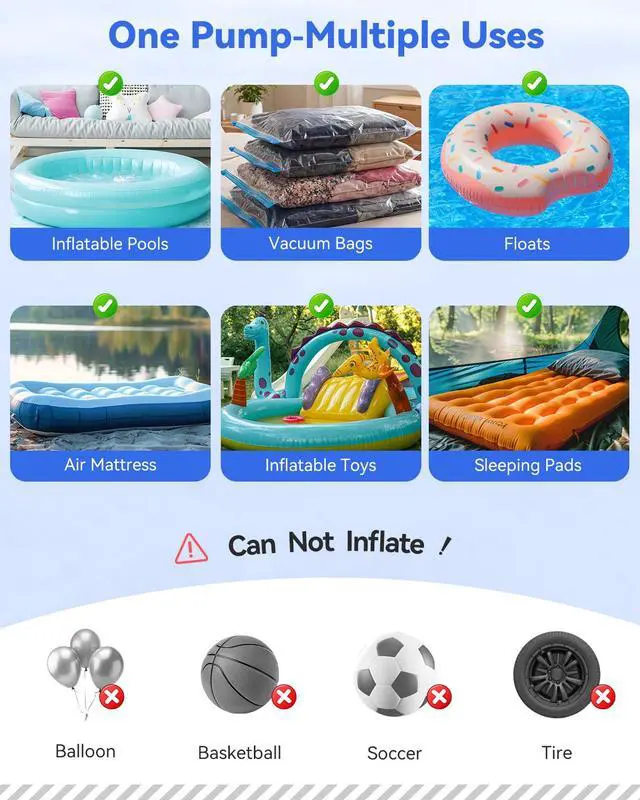 Alt view image 7 of 7 - 4000mAh Rechargeable Air Pump for Inflatables Ultra Fast Inflator