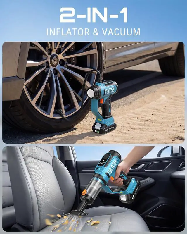 Alt view image 2 of 7 - Cordless Tire Inflator Portable Air Compressor 150PSI Fast Air Pump