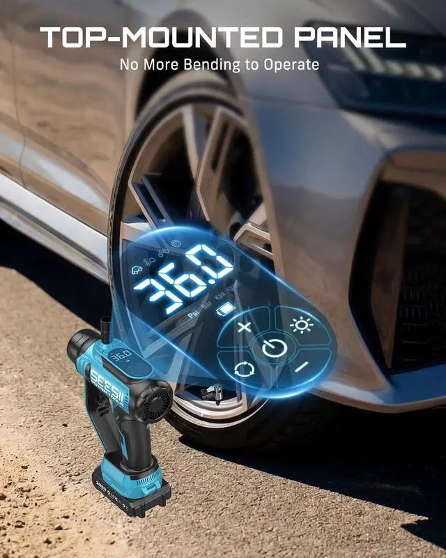 Alt view image 3 of 7 - Cordless Tire Inflator Portable Air Compressor 150PSI Fast Air Pump
