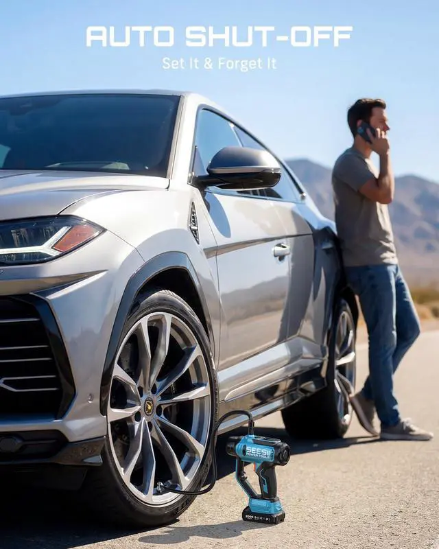 Alt view image 6 of 7 - Cordless Tire Inflator Portable Air Compressor 150PSI Fast Air Pump