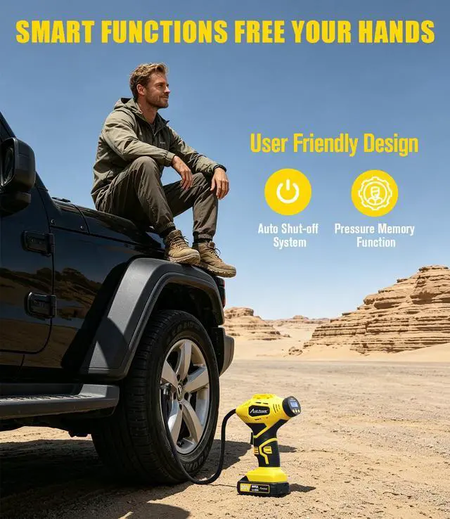 Alt view image 3 of 7 - 20V Rechargeable Cordless Tire Inflator Portable Air Compressor