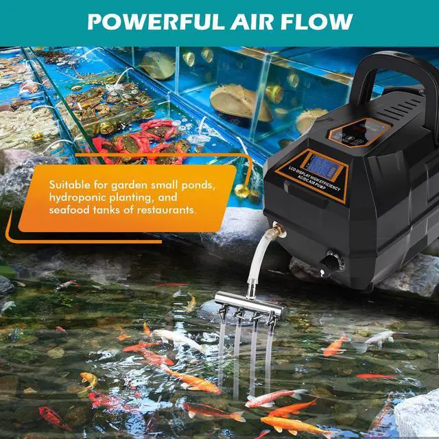 Alt view image 2 of 6 - Rechargeable Aquarium Pond Air Pump, Powerful Quiet Commercial Tank Air Pump with Hose Air Stone Check Valve Adjustable Flow 4-outlets Diverter Valve for Fishing Yacht/Power Outages/Hydroponic