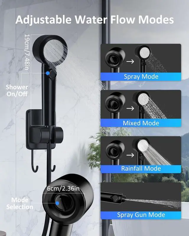 Alt view image 3 of 7 - Portable Camping Shower Pump, 8000mAh Rechargeable with Night Light