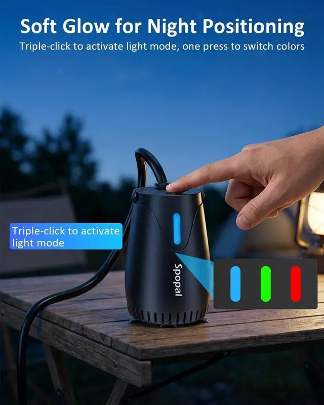 Alt view image 5 of 7 - Portable Camping Shower Pump, 8000mAh Rechargeable with Night Light