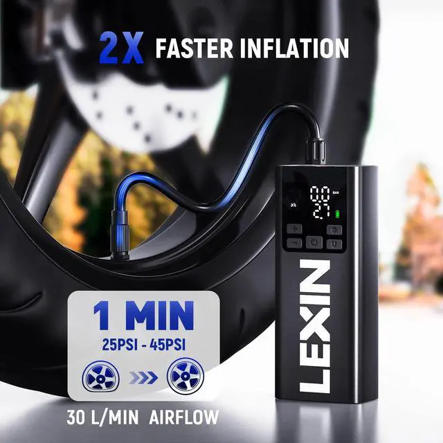 Alt view image 2 of 7 - P5 Portable Tire Inflator, 150 PSI Air Pump for Car, Motorcycle, Bike