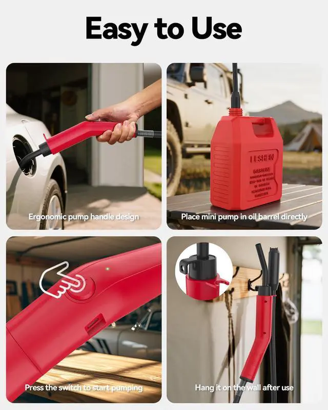 Alt view image 5 of 7 - Fuel Transfer Pump 3GPM, USB Rechargeable Electric Siphon Pump for Gasoline Diesel Water, Portable Leakproof Gas Can Pump with Upgraded Hose Material & Build, Ultra-Fast Oil Transfer Pump