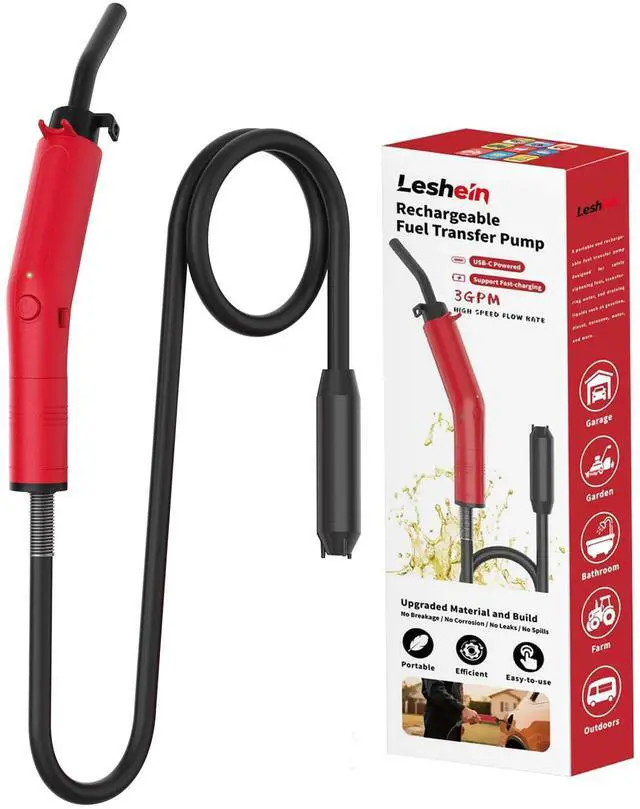 Alt view image 7 of 7 - Fuel Transfer Pump 3GPM, USB Rechargeable Electric Siphon Pump for Gasoline Diesel Water, Portable Leakproof Gas Can Pump with Upgraded Hose Material & Build, Ultra-Fast Oil Transfer Pump
